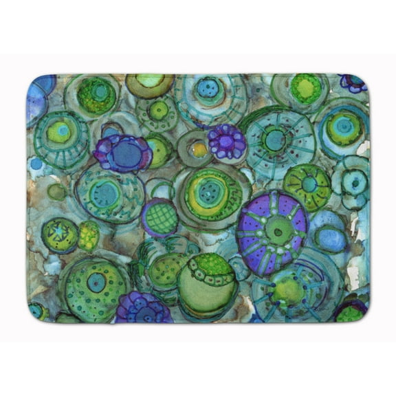 Abstract in Blues and Greens Machine Washable Memory Foam Mat