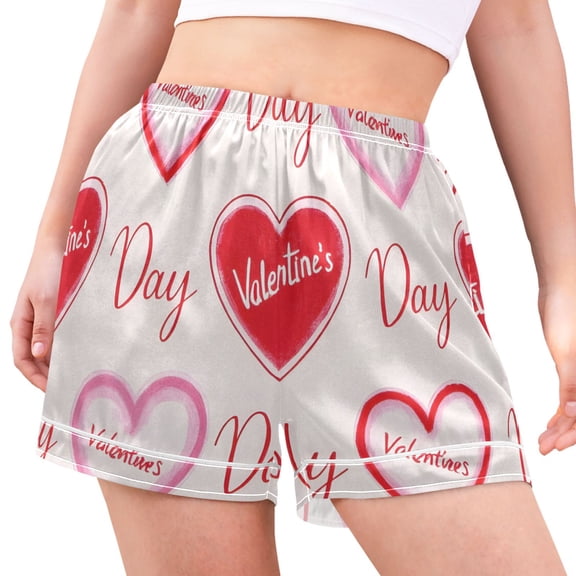 joogoo Women's Pajama Lounge Shorts Valentine's Hearts Bottoms Sleep Short M