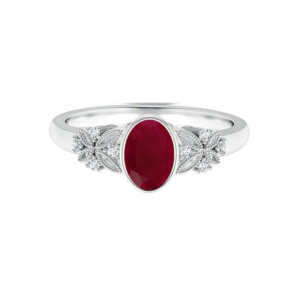 Oval 3 Ctw Ruby Gemstone Bezel Set 925 Sterling Silver Women Wedding Ring