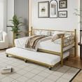 thumbnail image 6 of Garvee Twin Daybed with Trundle, Space-Saving Gold Sofa Bed Frame with 12" Storage Clearance, Heavy-Duty Metal Slats, Elegant Design for Living Room, Bedroom, Guest Room, 6 of 8