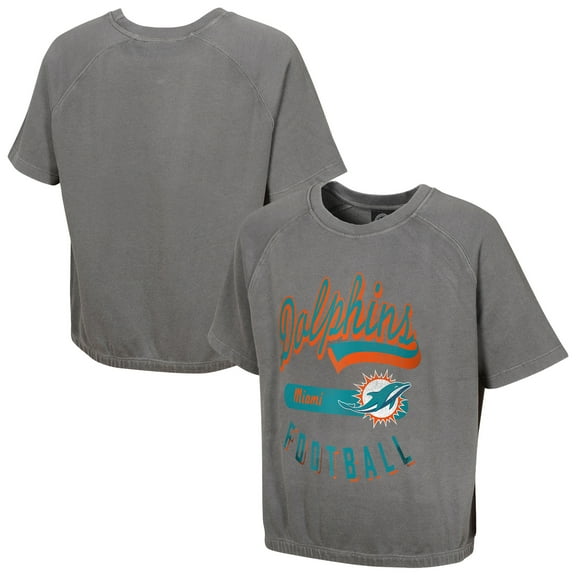 Women's Gray Miami Dolphins Mineral Wash Short Sleeve Top