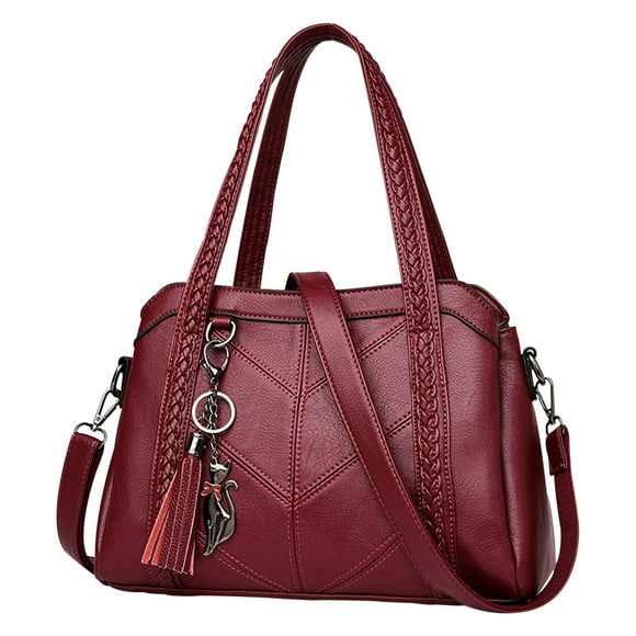 Yhsdtq, Under 25,Large Capacity Handbag, Soft Leather Messenger Bag, Durable Fabric, Classic Style, For Women, Everyday Use, Stylish Purse, Travel Bag, Office Use | Pu, Wine