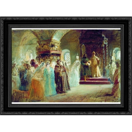 Tsar Alexei Michaylovich choosing a bride 24x19 Black Ornate Wood Framed Canvas Art by Makovsky, Konstantin