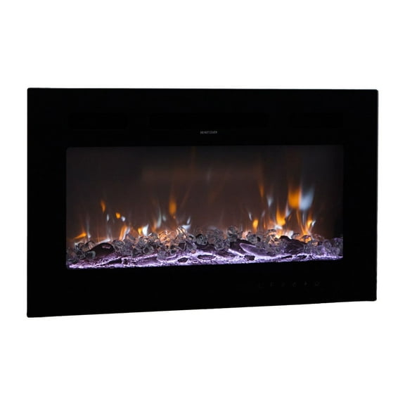 42 Inch Electric Fireplace, Wall Mounted/Recessed, 1500W, Remote Control, Realistic Flame, 12 Color Options