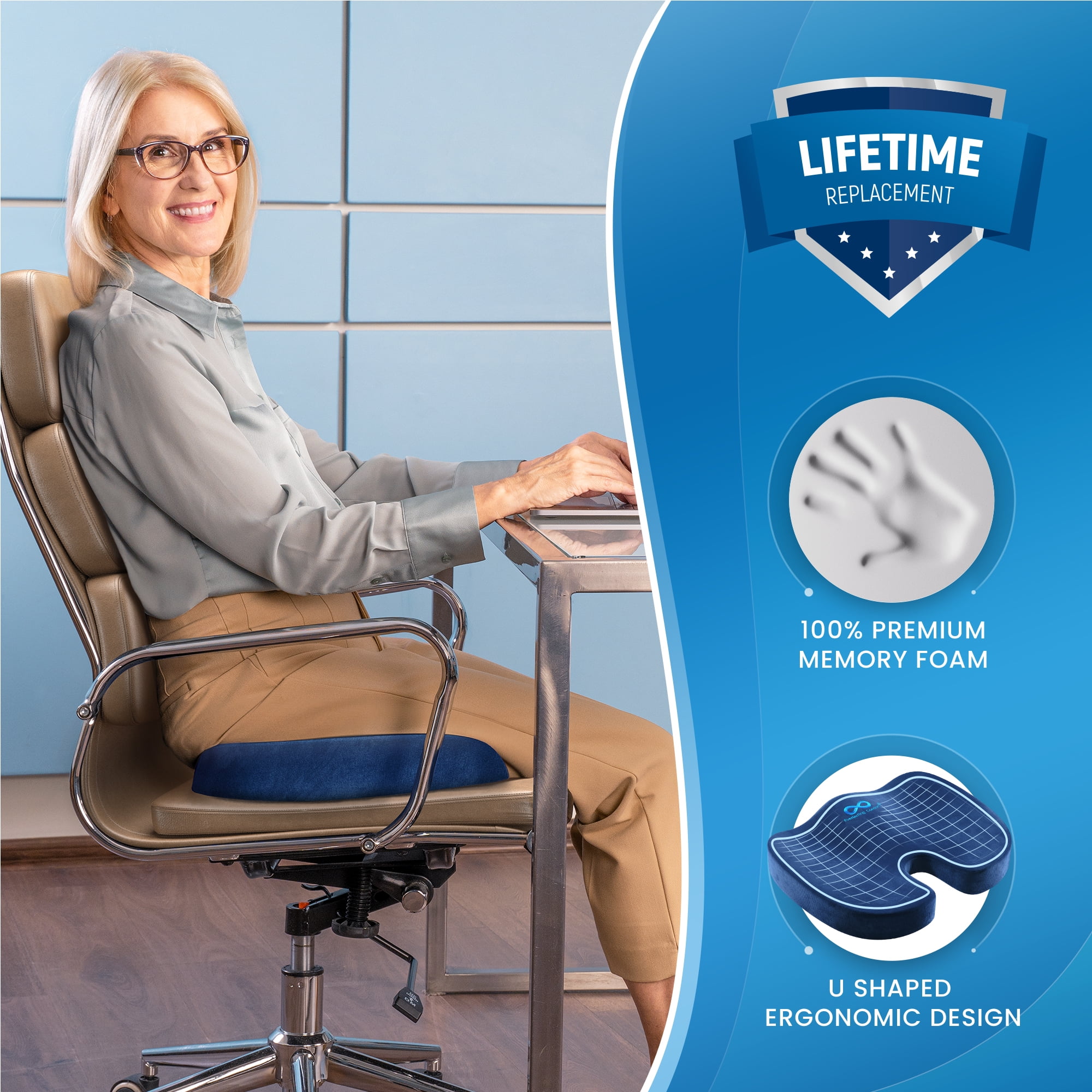 Everlasting Comfort Memory Foam Seat Cushion - Stadium Seat Cushion B