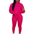thumbnail image 3 of Chándal Con Capucha Conjunto de pantalones de chándal largos informales deportivos con cordón de manga larga para mujer Cgtredaw Rosa Roja L para Mujer, 3 of 7