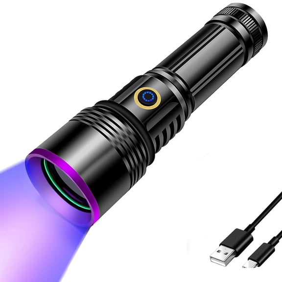 20W 365nm UV Flashlight USB Rechargeable UV Light High Power Black Light Flashlight for Pet Urine Detection, Resin Curing, Minerals,Rockhounding,A/C Leak Detect
