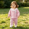 thumbnail image 4 of Tigivemen Plaid Long Sleeve Set Baby Girl Clothes Fall Outfit for Toddlers Soft Comfy Button Down Shirts with Elastic Waist Pants Pink Size 12-18 Months, 4 of 6