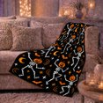 thumbnail image 6 of Playful Dancing Skeletons Pumpkins Festive autumn celebration Scene Whimsical, Warm Flannel Blanket for Living Room and Family Room, Festive autumn celebration Scene, Festive Home Decor, 6 of 9