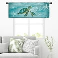 thumbnail image 4 of Turtle Ocean Sea Kitchen Curtain Valance 54W x 18H Rod Pocket Coastal Farmhouse Rustic Starfish Teal Window Treatment for Living Room Bedroom Bathroom, 4 of 6