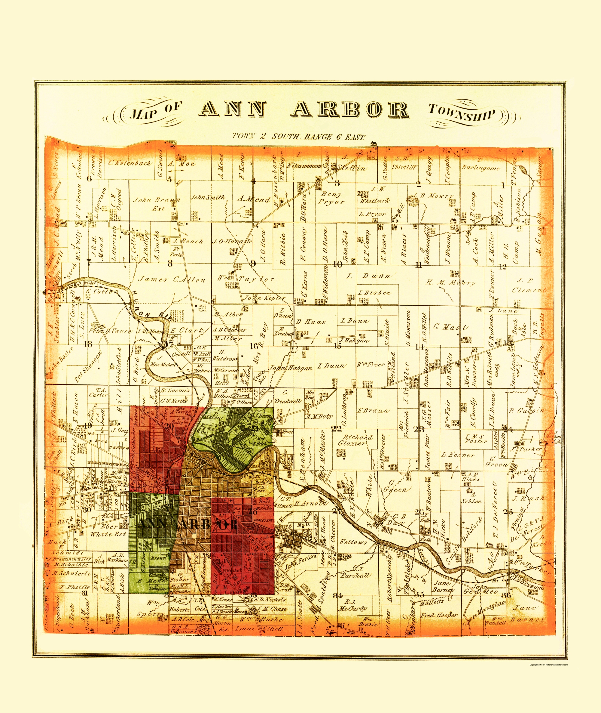 Ann Arbor County Michigan Everts 1874 23.00 x 27.25 Matte Art
