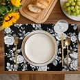 thumbnail image 4 of Black Rose Placemats Set of 4, Vintage Pastoral Botanical Floral Leaves Vines Placemats for Dining Table, Place Mats for Kitchen Tabletop, Waterproof Wipeable Dining Table Mats Set, 4 of 9