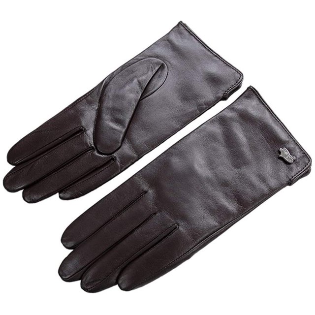 Gants en Cuir pour Femmes - Doublure Chaude Gants en Cuir d'Agneau d'Hiver