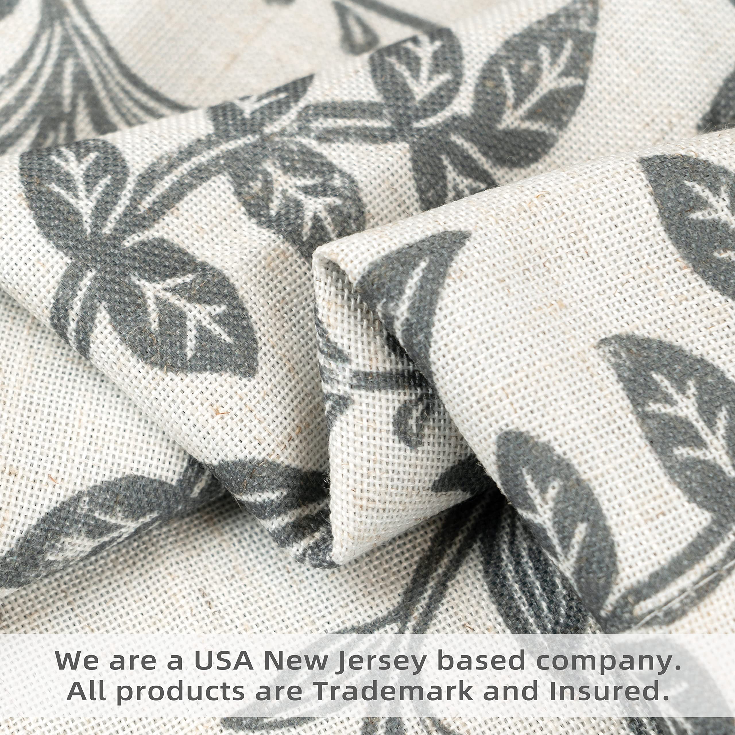 DriftAway Twyla Linen Blend Blackout Valance for Kitchen 18 Inch Length Boho Floral Printed Lined Rod Pocket Room Darkening Window Curtain Valance for Living Room Bedroom 52x18 Inch Ivory Gray