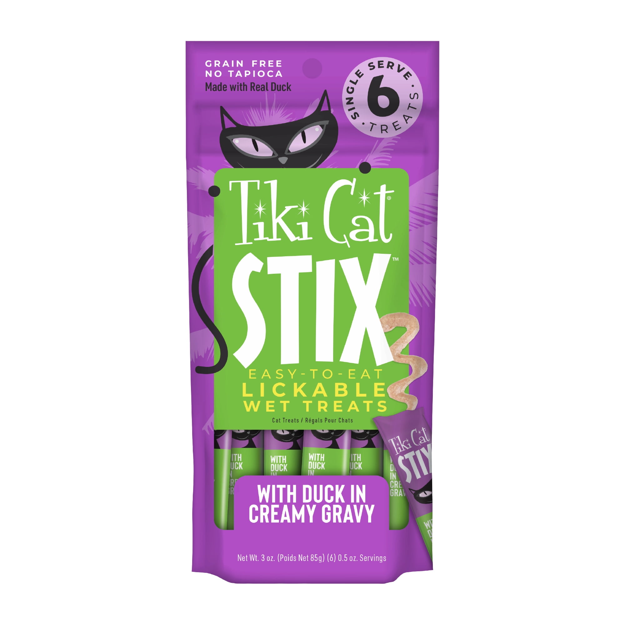 (12 pack) Tiki Cat Stix Wet Cat Treats, Duck, 3 oz. Pouch