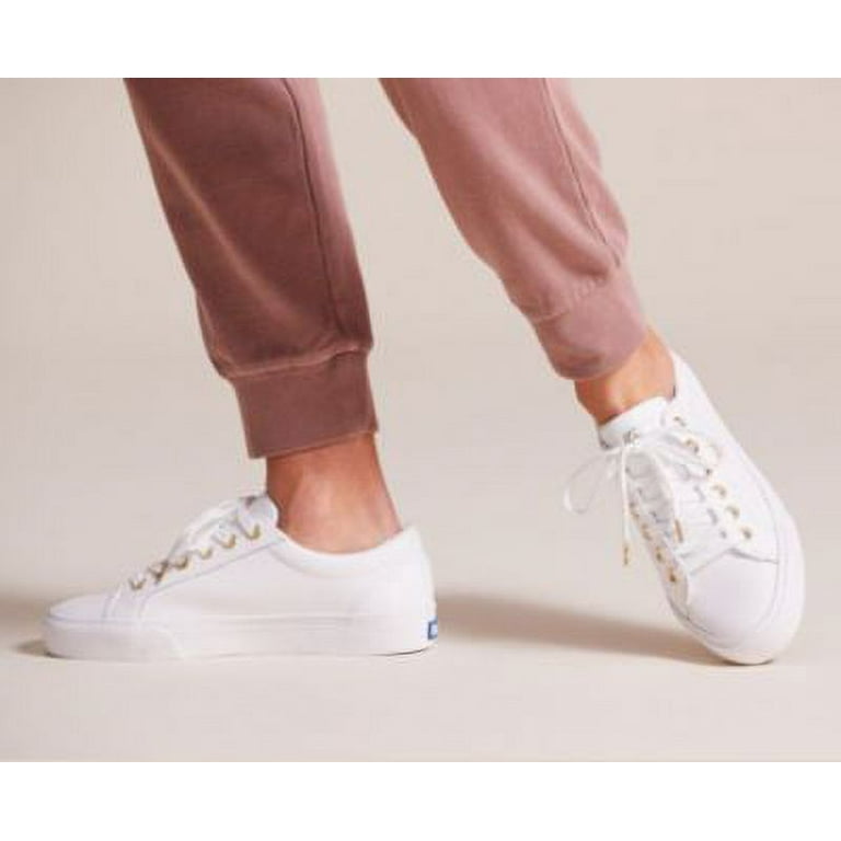 スニーカー KICK LOW-TOP LEATHER SNEAKERS Keds Women's Jump Kick Leather Sneaker, White Gold, Sporty