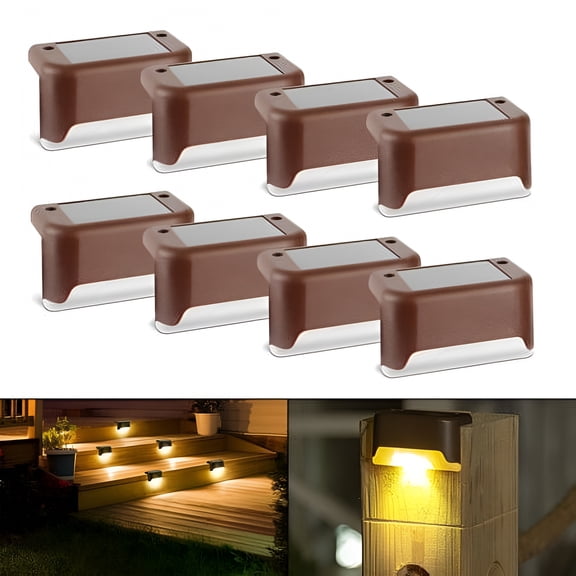 HIBIBUD 2026 New Solar Deck Lights Outdoor,Solar Step Lights Led Waterproof Solar Fence Lights Stair Lights for Railing,Deck,Patio,Yard,Post and Driveway Brown 1Pc