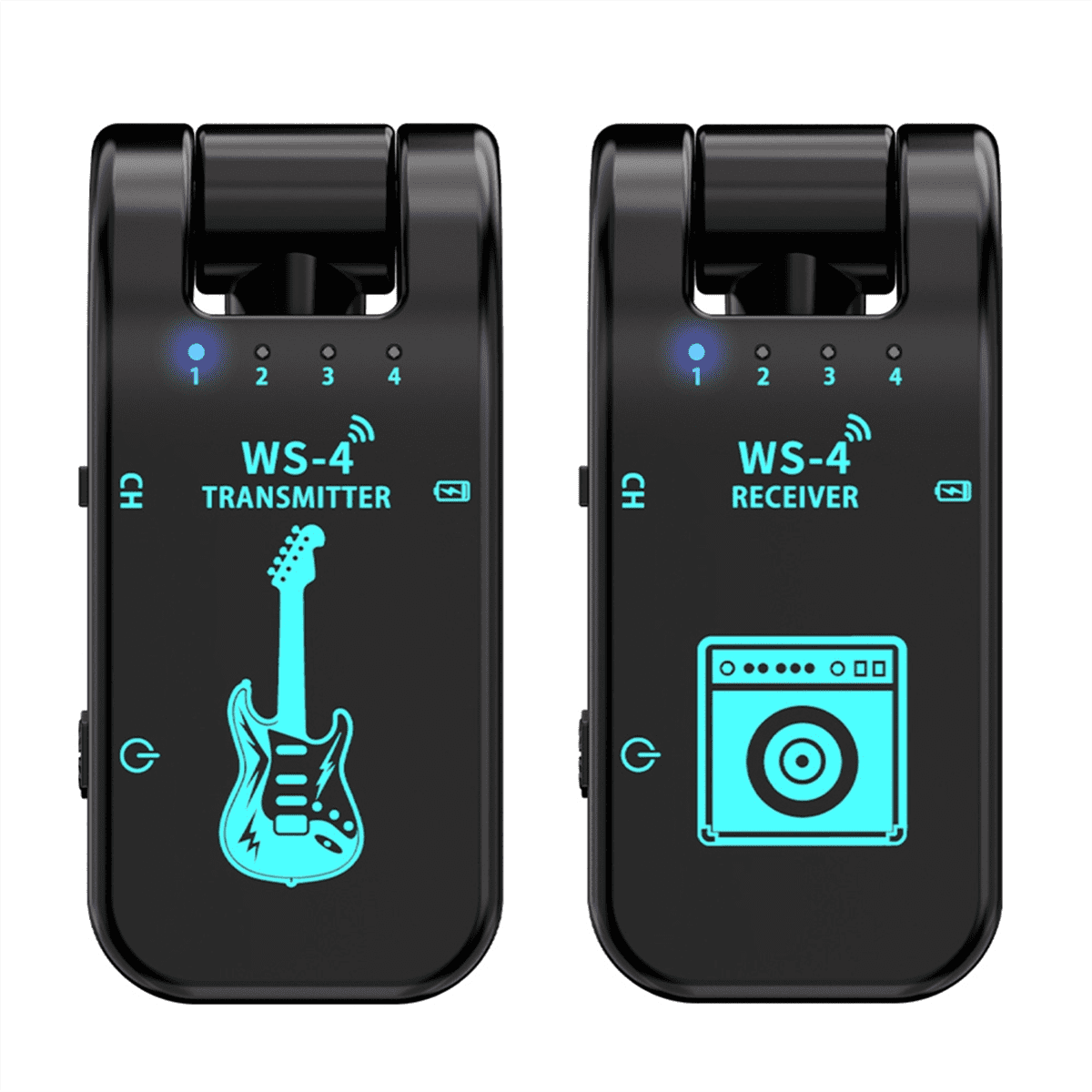 2.4G WS-4 Wireless Guitar System Transmitter Receiver for Electric Bass 48K/16bit Real-Time Transmission