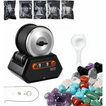 Rock Tumbler Kit, 3 lbs Rock Polishing Kit with 4 Speed Settings & 9-Day Timer, Low-Noise Stone Polisher with Rough Gemstones & Grits for Kids & Adults
