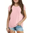 thumbnail image 2 of Hjtefg Girls' Summer Hooded Tee - Soft Short Sleeve Pocket Top | Comfortable Casual Wear for Beach, School & Play,Color: Pink Size: 9-10 Years, 2 of 5