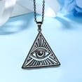 thumbnail image 3 of Jewmon Triangle Medallion Evil Eye Necklace Black Gold Plated Pyramid Third Eye Pendant for Men, 3 of 7