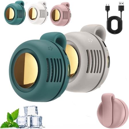 Portable Silent Mini Bladeless Electric Fan USB Rechargeable Clip-On Waist Fan with 3 Speeds Hands-Free Wearable Cooling Fan for Shirt Neck Personal Cooling Fan for Travel Outdoor (#A*2)
