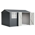 thumbnail image 2 of 10x8FT Outdoor Steel Storage Shed - Lockable Doors & Clear Window for Garden/Patio Tools, 2 of 14