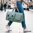 thumbnail image 4 of Corduroy Strawberry Travel Duffel Bag for Women Girls Large Weekender Bag with Shoe Compartment Wet Pocket Foldable Overnight Dance Gym Sports Bag (Blue), 4 of 8