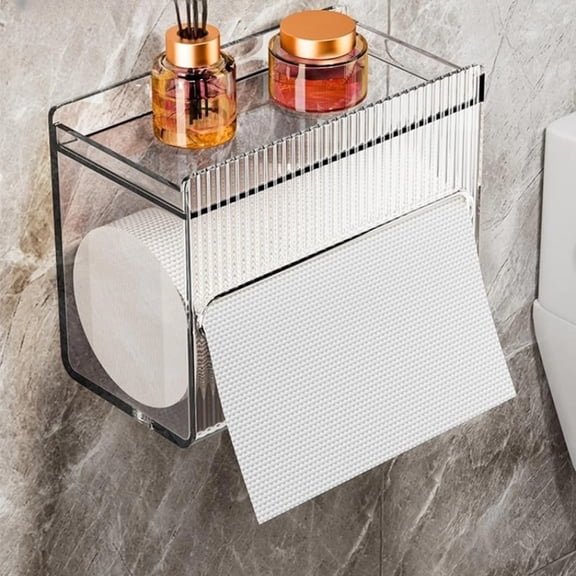 Acrylic Tissue Box*1 Wall Mounted Acrylic Toilet Paper Holder With Storage Shelf Green Transparent Modern Bathroom Organizer For Toilet Paper And