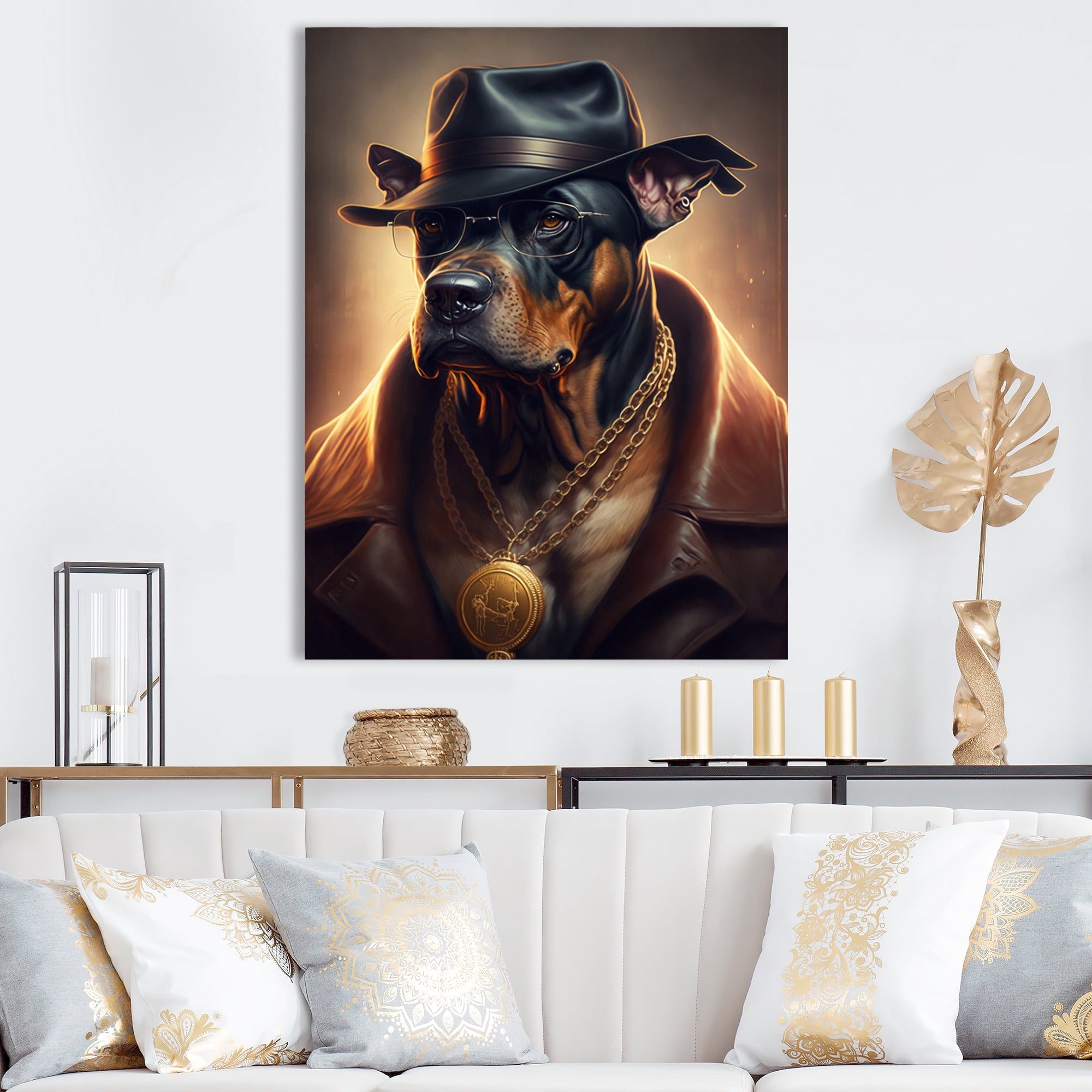 Designart Mafia Dog III Canvas Wall Art