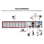 16 Channel HD H.265 DVR Security System with 4TB HDD and 16x 1080p HD Outdoor Indoor Weatherproof CCTV Cameras Smartphone Remote Monitoring