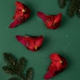 thumbnail image 2 of Cardinal Clip-On Sisal Christmas Bird Ornaments - 3.5" -  Red - Set of 4, 2 of 7