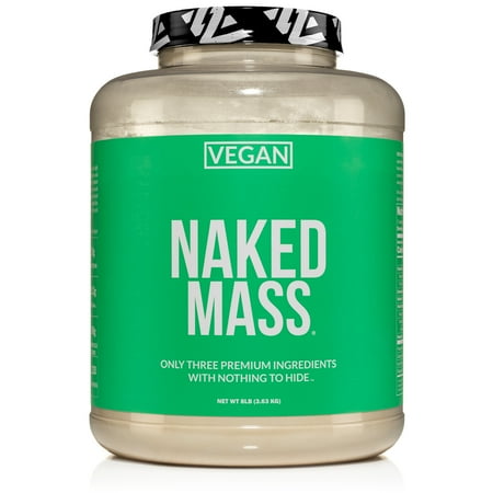 Naked Vegan Mass - Natural Vegan Weight Gainer Protein Powder - 8lb Bulk  GMO Free  Gluten Free  Soy Free & Dairy Free. No Artificial Ingredients - 1 230 Calories - 11 Servings