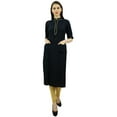 thumbnail image 3 of Bimba Kurta Décontractée à Manches 3/4 Col Mandarin pour Femmes, 3 of 8
