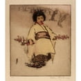 thumbnail image 2 of Helen Hyde 20x22 Black Ornate Framed Double Matted Museum Art Print Titled: Blossom Child (1902), 2 of 5