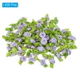 thumbnail image 3 of Uxcell Mini Ribbon Roses, 200Pcs Satin Fabric Flowers with Green Leaves Rosettes Applique for Craft Wedding Light Purple, 3 of 5