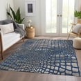 thumbnail image 6 of HomeRoots 677935 5 x 8 ft. Navy Blue, Gray & Taupe Abstract Geometric Washable Machine Made Rectangle Area Rug with UV Protection, 6 of 9
