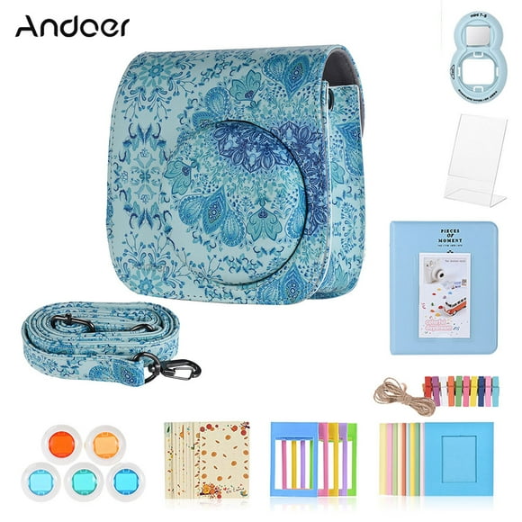 Amdohai Andoer 8 in 1 Accessories Bundle for Fujifilm Instax Mini 9/8/8+/8s with Camera Case/Selfie Mirror/Filter/Album/Photo Frame/Sticker