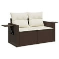 thumbnail image 5 of vidaXL Garden Sofa Set Brown, Cream PE Rattan, Powder-Coated Steel Large, 5 of 10