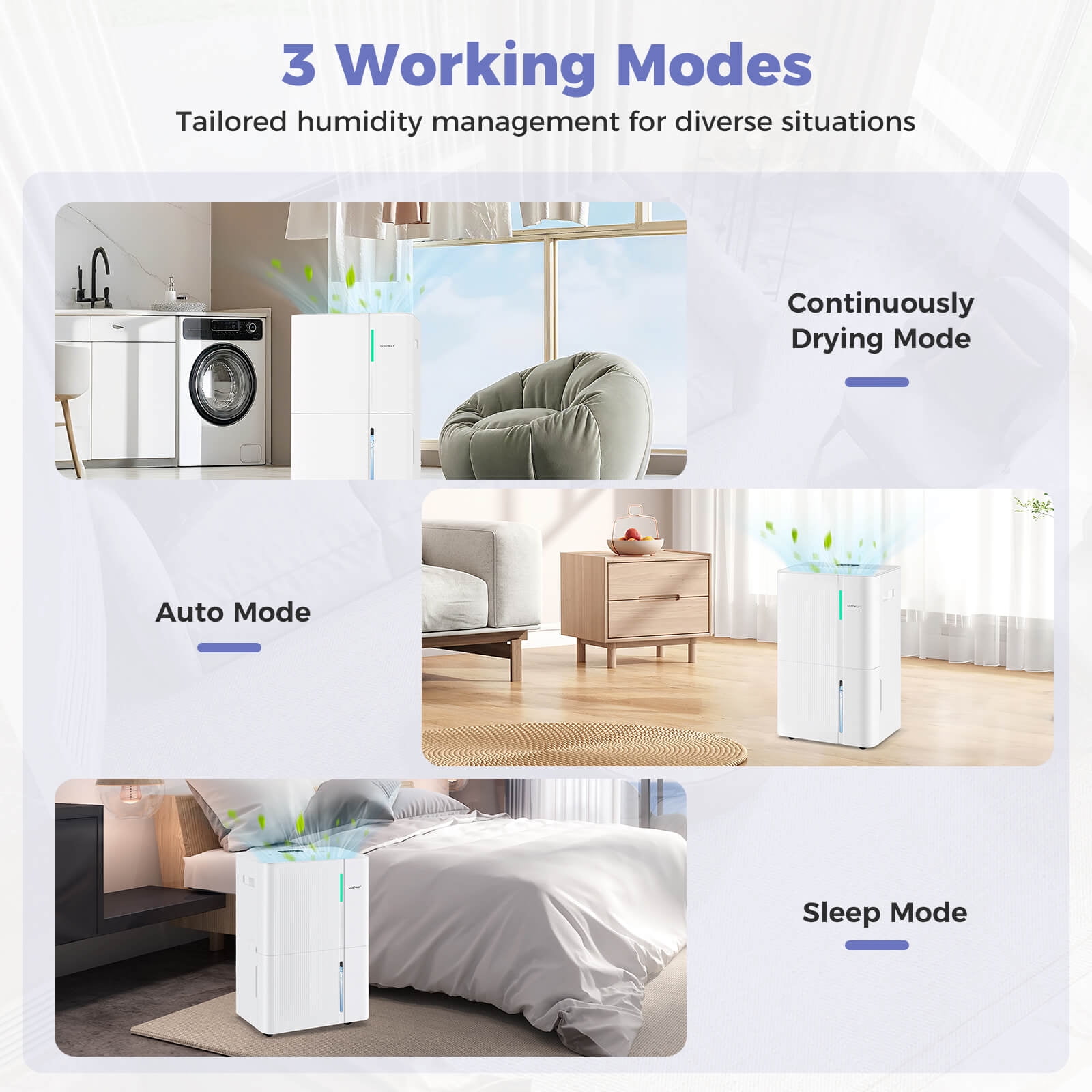 Costway 35-Pint(DOE) Dehumidifier for Home 8000 Sq.Ft Dehumidifier with 3 Modes 24H Timer (MAX 96Pint at 95°F, 90%RH)