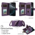 thumbnail image 2 of For Samsung Galaxy S25 FE 5G Wallet Case, 9 Card Slots RFID Blocking Crossbody Leather Cover, Zipper Pocket, Detachable Wrist & Shoulder Strap, Magnetic Shockproof Protective Phone Case for Women, 2 of 12