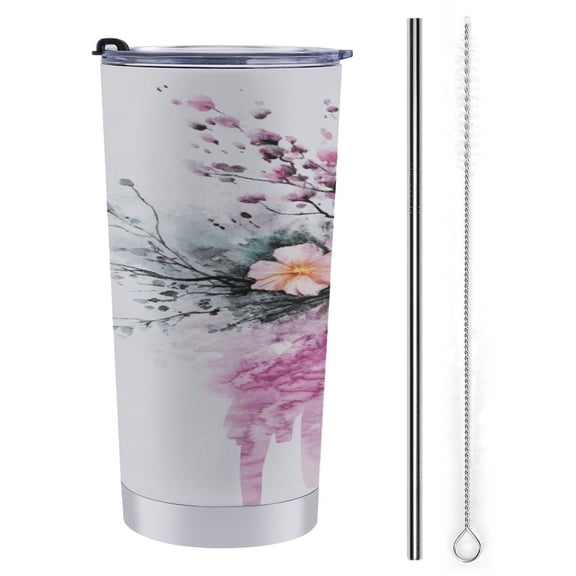 Happy Mother's Day 20oz Tumbler with Lids And Straws, Stainless Steel Vacuum Insulated Water Coffee Tumbler Cup, Double Wall Powder Coated Spill-Proof Travel Thermal Cup