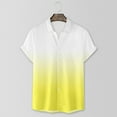 thumbnail image 7 of Zylanna Men's Turndown Collar Shirts, Summer Gradient Print Button Down Short Sleeve Casual Cardigan Trouses for Men Yellow Size M, 7 of 7