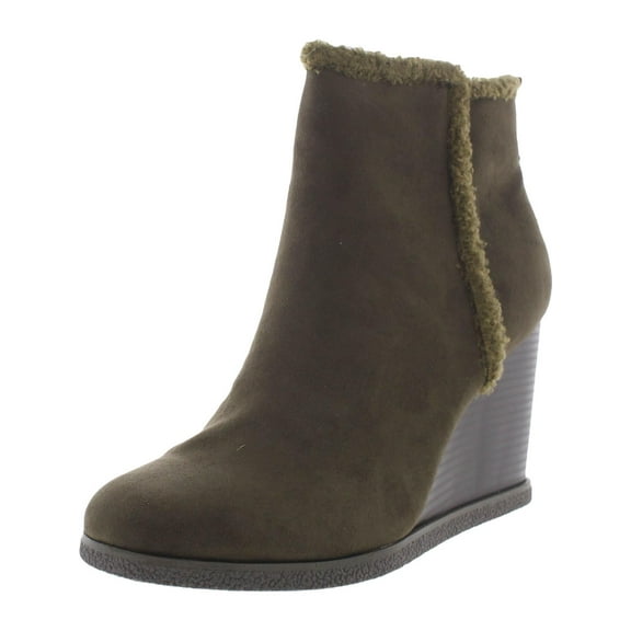 Sun Stone Womens Camillia F Faux Suede Ankle Wedge Boots