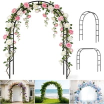 7.87ft Garden Arch Trellis for Climbing Plants, Metal Arch Frame, Pumpkin Archway Outdoor Garden Arbors and Arches for Halloween Christmas Birthday Party Baby Shower Decoration,Black