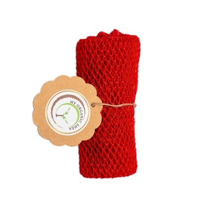 Exfoliating 100% Nylon African Bath Net Sponge, Mesh Shower Sponge, Back Scrubber, Red, 1pc by My Organic Shea