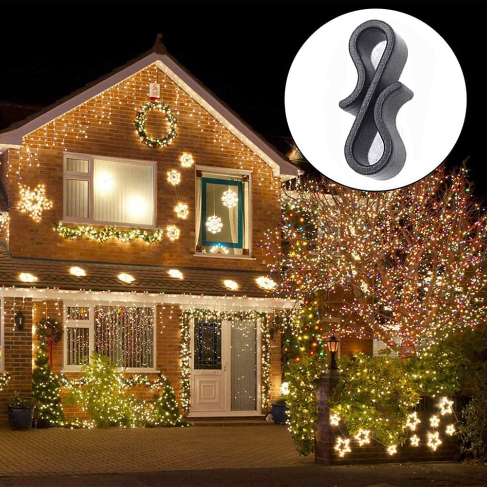 50 x White Gutter Hooks Clips Outdoor Christmas Xmas Icicle Fairy Lights Plastic