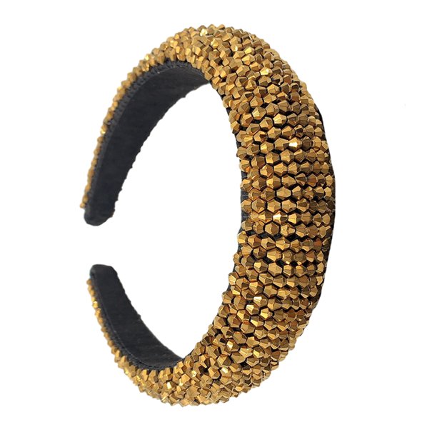 Minnieouse Cintas para el pelo con cuentas de cristal con cierre de diamantes de imitación para mujer Accesorio para el cabello amarillo oro