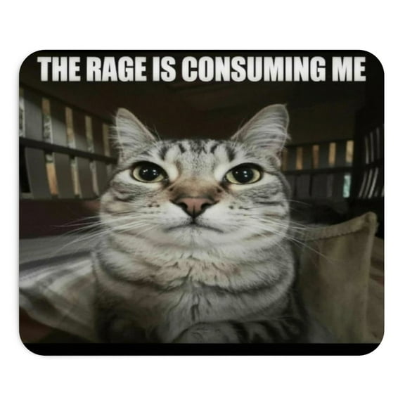 The Rage Is Consuming Me Cat Mouse Pad 9.2"x8" – Angry Meme Design, Non-Slip Rubber Base, Funny Office Desk Accessory