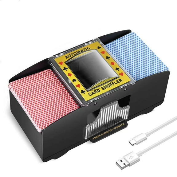 NAISHIER 2 Decks Automatic Card Shuffler, USB-C/Battery-Powered Shuffler for UNO, Phase10, Texas Hold'em, Poker, Home Card Games, Blackjack, Party Club, No Poker